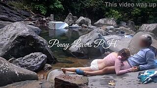 pinay teen dragged to creek for outdoor fuck her petite tits bounce wildly