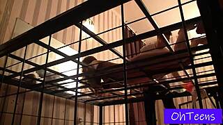 abby's caged desperation begs for dorm roommate's rough release and domination