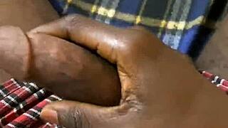 i'm jerkin this huge black monster cock so good college teen gets cum covered oiled muscles