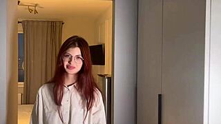 Hot college student tempts with her irresistible curves