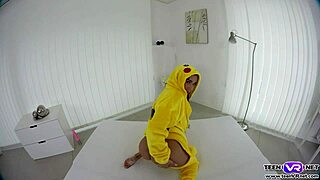 hey, vr pokemon girl nicole love stuffs dildo deep in her tight teen pussy