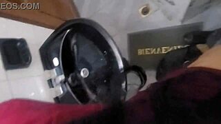 Crazy Schoolgirl Sneaks Classmate Fuck in Bathroom Hidden Cam