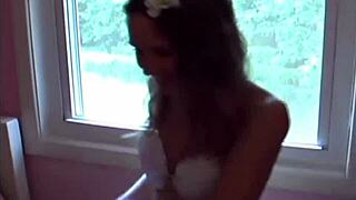 A college student shows off her moves in hula girl costume
